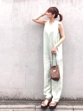 「JOURNAL STANDARD relume（ジャーナルスタンダード　レリューム）のアイテム（オールインワン・サロペット）」を使った、ＬＵＭＩＥさん（レディース・163cm）の夏コーディネート
