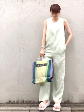 「JOURNAL STANDARD relume（ジャーナルスタンダード　レリューム）のアイテム（オールインワン・サロペット）」を使った、ＬＵＭＩＥさん（レディース・163cm）の夏コーディネート