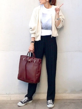 「Frederick（フレデリック）の【FREDERICK/フレデリック】PEACE フォトTシャツ◆（Tシャツ/カットソー）」を使った、ＬＵＭＩＥさん（レディース・163cm）の秋コーディネート