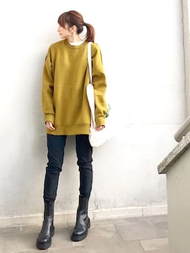 「H&M（エイチ・アンド・エム）のアイテム（ブーツ）」を使った、ＬＵＭＩＥさん（レディース・163cm）の冬コーディネート