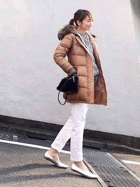 「BEAUTY&YOUTH UNITED ARROWS（ビューティーアンドユースユナイテッドアローズ）のby ※∵デニムテーパードパンツ◆（デニムパンツ）」を使った、ＬＵＭＩＥさん（レディース・163cm）の冬コーディネート
