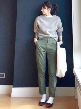 「ADAM ET ROPE'（アダムエロペ）のアニマルバレエ（バレエシューズ）」を使った、ＬＵＭＩＥさん（レディース・163cm）の冬コーディネート