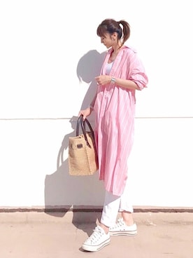 「BEAUTY&YOUTH UNITED ARROWS（ビューティーアンドユースユナイテッドアローズ）のby ※∵デニムテーパードパンツ◆（デニムパンツ）」を使った、ＬＵＭＩＥさん（レディース・163cm）の春コーディネート