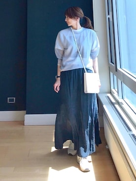 「Frederick（フレデリック）の【FREDERICK/フレデリック】PEACE フォトTシャツ◆（Tシャツ/カットソー）」を使った、ＬＵＭＩＥさん（レディース・163cm）の春コーディネート