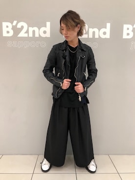 「アイテム（ライダースジャケット）」を使った、y_u_d_a_1さん（メンズ・168cm・10代）の秋コーディネート