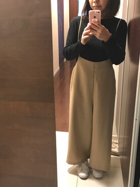 「GU（ジーユー）のアイテム（オールインワン・サロペット、ベージュ系）」を使った、aozoraさん（レディース・153cm）の春コーディネート