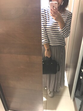 「ROPE' PICNIC（ロペピクニック）のアイテム（Tシャツ/カットソー、ブルー系）」を使った、aozoraさん（レディース・153cm）の春コーディネート