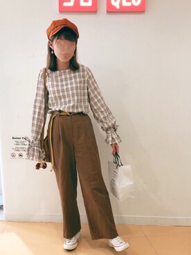 「BROWN」｜「アイテム（アクセサリー）」を使った、由美(๑>◡<๑)さん（レディース・162cm）の秋コーディネート