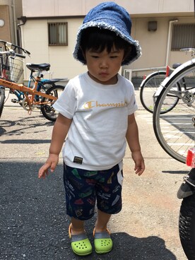 「ミカヅキモモコ（ミカヅキモモコ）のアイテム（帽子）」を使った、yamaさん（キッズ・80cm）の夏コーディネート