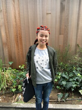 「EDWIN」｜「アイテム（ブルゾン）」を使った、みーさん（キッズ・140cm）の冬コーディネート