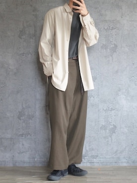 「Lui's（ルイス）のナローベルト（ベルト）」を使った、くま🧸さん（メンズ・174cm）の春コーディネート