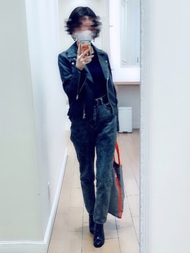 「SNIDEL（スナイデル）のアイテム（ライダースジャケット）」を使った、SUNAOさん（レディース・160cm）の秋コーディネート