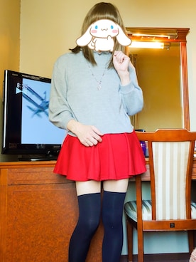「ニーハイソックス」｜綾瀬むぐさん（メンズ・162cm）の春コーディネート