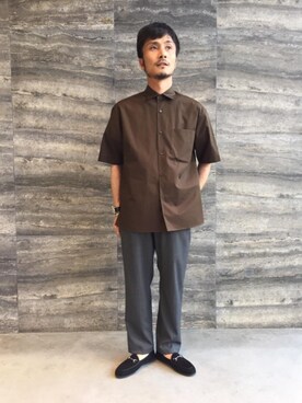 「FERRANTE（フェランテ）のアイテム（スリッポン）」を使った、shimodaさん（メンズ・160cm）の夏コーディネート