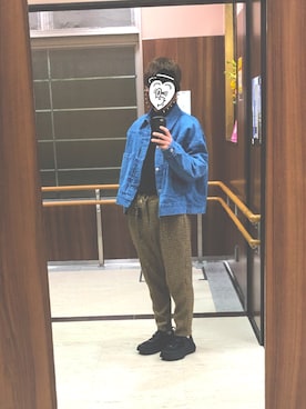 「kutir（クティール）のアイテム（デニムジャケット）」を使った、ひょうちゃんさん（メンズ・168cm）の冬コーディネート