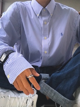 「POLO RALPH LAUREN（ポロ ラルフ ローレン）のアイテム（シャツ/ブラウス、ブルー系）」を使った、とさん（メンズ・167cm）の秋コーディネート