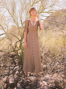 「stripes」｜「アイテム（ワンピース/ドレス）」を使った、EliseApffelさん（レディース・173cm）の春コーディネート