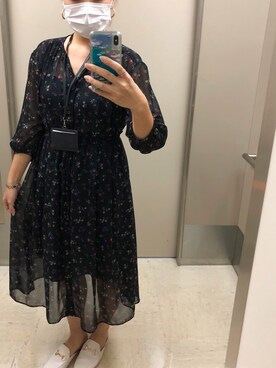 「UNIQLO（ユニクロ）のアイテム（ワンピース、ブラック系）」を使った、Lanaさん（レディース・165cm）の秋コーディネート