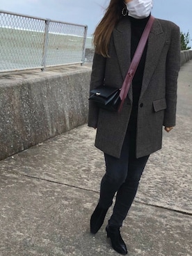 「ZARA（ザラ）のアイテム（チェスターコート、ブラウン系）」を使った、Lanaさん（レディース・165cm）の冬コーディネート