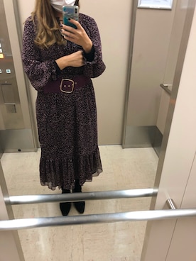 「ZARA（ザラ）のアイテム（ワンピース、パープル系）」を使った、Lanaさん（レディース・165cm）の冬コーディネート