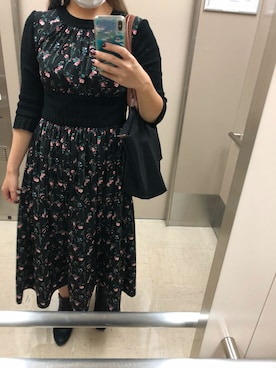 「SCOTCLUB（スコットクラブ）のアイテム（ワンピース、ブラック系）」を使った、Lanaさん（レディース・165cm）の冬コーディネート