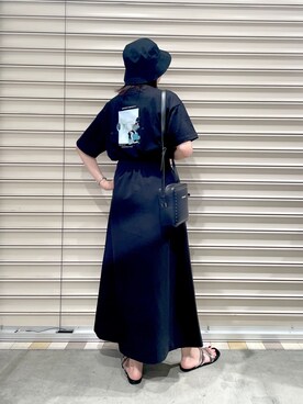 「PBLIM（ページボーイリム）のPAGEBOYLIM/ロゴ刺繍バケットハット2（ハット）」を使った、lucaさん（レディース・161cm・20代）の夏コーディネート