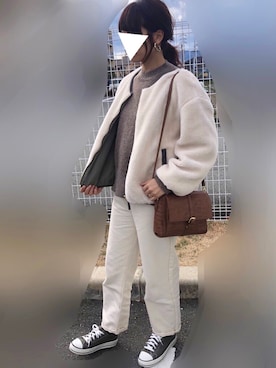 「VIS（ビス）のアイテム（ブルゾン）」を使った、Rii＊さん（レディース・168cm）の冬コーディネート