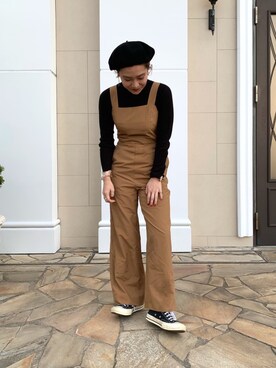 「TODAYFUL（トゥデイフル）のアイテム（オールインワン・サロペット）」を使った、akiさん（レディース・156cm）の冬コーディネート