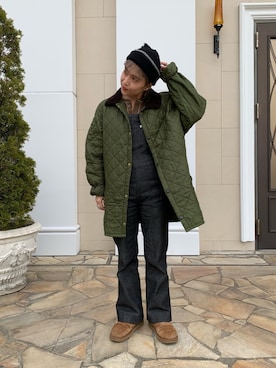 「Wrangler（ラングラー）のアイテム（オールインワン・サロペット）」を使った、akiさん（レディース・156cm）の冬コーディネート