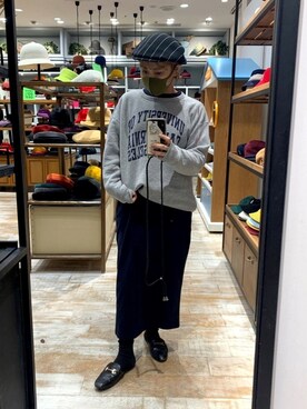 「ハンチング」｜「アイテム（ワンピース）」を使った、akiさん（レディース・156cm）の冬コーディネート