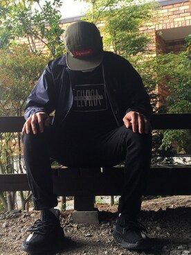 「アイテム（ナイロンジャケット、ブルー系）」を使った、pikopikopinさん（メンズ・174cm）の秋コーディネート