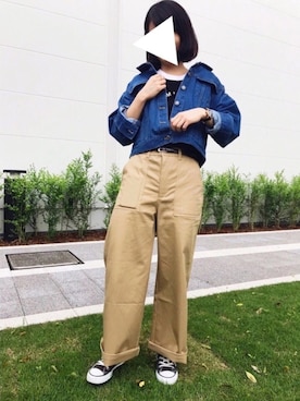 「SMELLY（スメリー）のアイテム（ピアス（両耳用））」を使った、makįさん（レディース・157cm）の春コーディネート