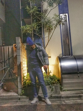 「streetsnap」｜「アイテム（帽子）」を使った、M!ttsuさん（メンズ・177cm）の冬コーディネート