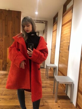 「アイテム（ピーコート、オレンジ系）」を使った、tanniさん（レディース・161cm）の冬コーディネート