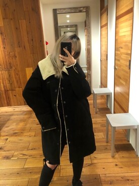 「HYSTERIC GLAMOUR（ヒステリックグラマー）のアイテム（ステンカラーコート）」を使った、tanniさん（レディース・161cm）の冬コーディネート