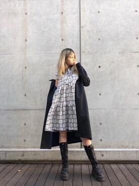 「HYSTERIC GLAMOUR（ヒステリックグラマー）のアイテム（ステンカラーコート）」を使った、tanniさん（レディース・161cm）の冬コーディネート
