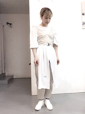 「アイテム（キャミソール、ベージュ系）」を使った、pink...さん（レディース・153cm）の春コーディネート