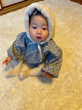 「アイテム（ロンパース、グリーン系）」を使った、ayae1204さん（キッズ・70cm）の秋コーディネート