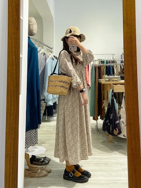 「POU DOU DOU（プードゥドゥ）のアイテム（帽子）」を使った、潔西卡さん（レディース・158cm）の春コーディネート