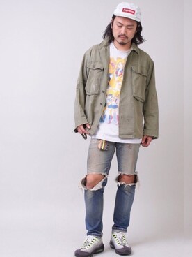「A.P.C.（アーペーセー）のPETIT NEW STANDARD（デニムパンツ）」を使った、oillnomuraさん（メンズ・175cm）の春コーディネート