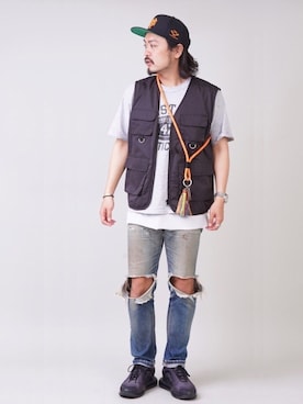 「COREFIGHTER（コアファイター）のアイテム（帽子）」を使った、oillnomuraさん（メンズ・175cm）の春コーディネート