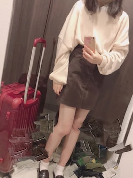 「茶色スカート」｜mさん（レディース・159cm）の秋コーディネート