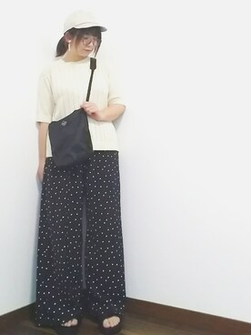 「haco!（ハコ）のpolka polka スポーツサンダル（サンダル）」を使った、yakkoさん（レディース・152cm）の春コーディネート