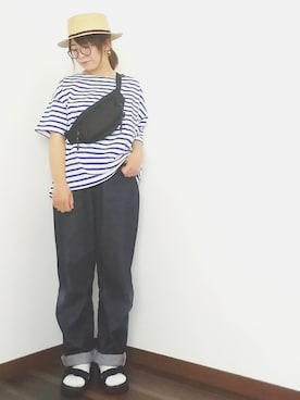 「haco!（ハコ）のpolka polka スポーツサンダル（サンダル）」を使った、yakkoさん（レディース・152cm）の春コーディネート