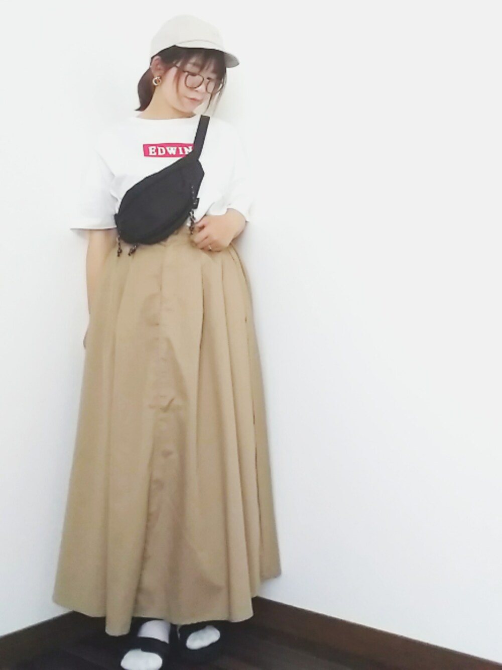 yakkoさんの「【WEB限定】チノボリュームスカート（VIS）」を使ったコーディネート