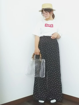 「haco!（ハコ）のpolka polka スポーツサンダル（サンダル）」を使った、yakkoさん（レディース・152cm）の春コーディネート