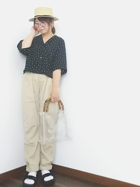 「haco!（ハコ）のpolka polka スポーツサンダル（サンダル）」を使った、yakkoさん（レディース・152cm）の春コーディネート