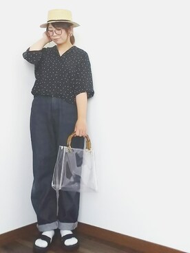 「haco!（ハコ）のpolka polka スポーツサンダル（サンダル）」を使った、yakkoさん（レディース・152cm）の春コーディネート