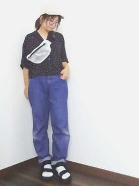 「haco!（ハコ）のpolka polka スポーツサンダル（サンダル）」を使った、yakkoさん（レディース・152cm）の夏コーディネート