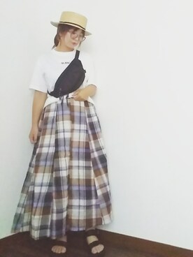 「haco!（ハコ）のpolka polka スポーツサンダル（サンダル）」を使った、yakkoさん（レディース・152cm）の夏コーディネート